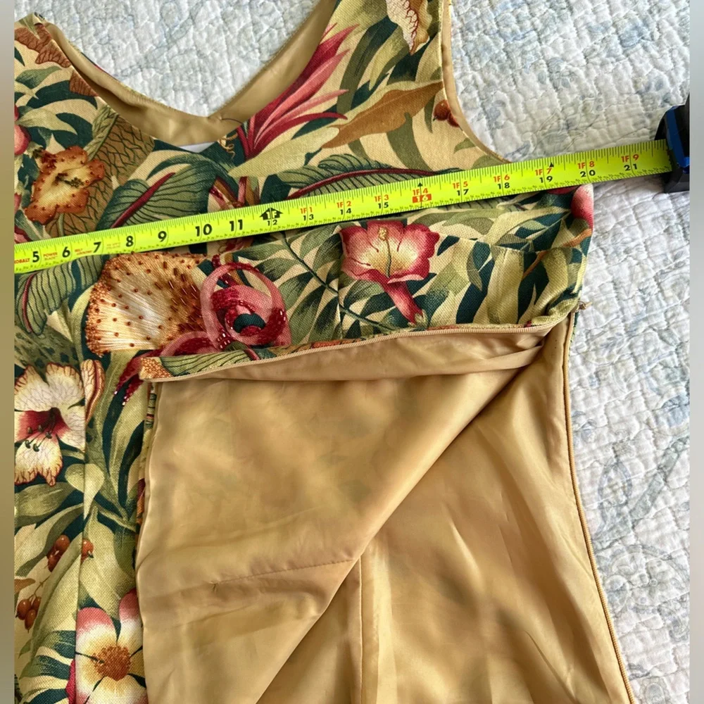 Ultra Dress Collection Tropical Floral Midi Dress in Green, Pink, Gold - Picture 7 of 16
